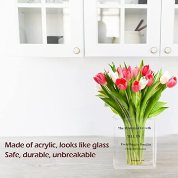 Flower Book Vase, Book Shaped Vase Clear Book Vase - Acrylic Book Vase The Mystery of Growth Book Vase for Flowers (Transparent Vasa)