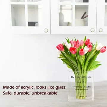 Flower Book Vase, Book Shaped Vase Clear Book Vase - Acrylic Book Vase The Mystery of Growth Book Vase for Flowers (Transparent Vasa)