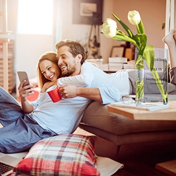 Flower Book Vase, Book Shaped Vase Clear Book Vase - Acrylic Book Vase The Mystery of Growth Book Vase for Flowers (Transparent Vasa)