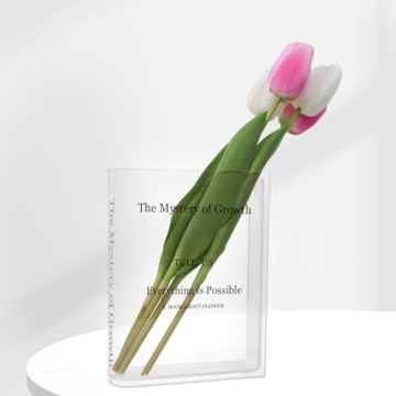 Flower Book Vase, Book Shaped Vase Clear Book Vase - Acrylic Book Vase The Mystery of Growth Book Vase for Flowers (Transparent Vasa)
