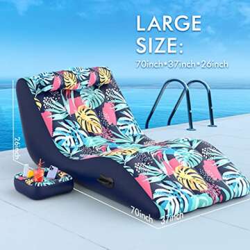 LUSVNEX Pool Float Lounger, Inflatable Floating Chair with Detachable Cupholder Caddy, Heavy Duty Floats Toys Adult Size for Swimming Pool, Lake, River