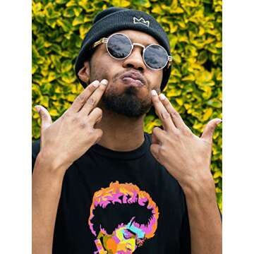 AIEYEZO Round Steampunk Sunglasses Circle Lennon Hippie Glasses Metal Frame 100% UV Blocking Lens (Gold/Grey)