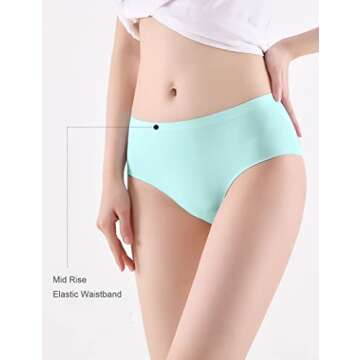 Kiench Teen Girls Seamless Underwear Women No Show Stretch Bikini Panties 6-Pack US 10-12 Years/Kids Panties Size 14-16, Pastel Color