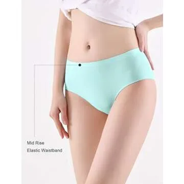 Kiench Teen Girls Seamless Underwear Women No Show Stretch Bikini Panties 6-Pack US 10-12 Years/Kids Panties Size 14-16, Pastel Color