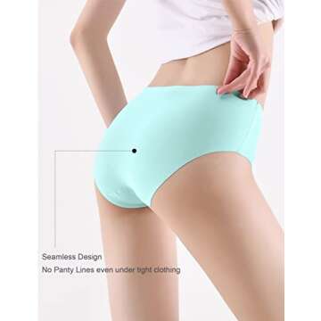 Kiench Teen Girls Seamless Underwear Women No Show Stretch Bikini Panties 6-Pack US 10-12 Years/Kids Panties Size 14-16, Pastel Color