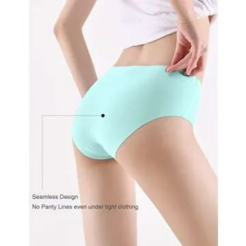 Kiench Teen Girls Seamless Underwear Women No Show Stretch Bikini Panties 6-Pack US 10-12 Years/Kids Panties Size 14-16, Pastel Color