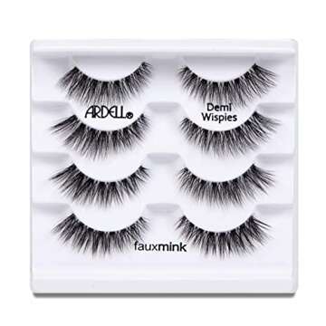 Ardell Faux Mink Lashes Demi Wispies Multipack, Natural-Looking False Eyelashes, 4 Pairs, 1 Pack
