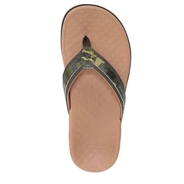 Vionic Women's Tide Classic Comfort Flip Flops- Supportive Everyday Slide Sandals That Includes an Orthotic Insole and Cushioned Outsole for Arch Support, Black Camo Leather 10 Medium