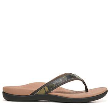 Vionic Women's Tide Classic Comfort Flip Flops- Supportive Everyday Slide Sandals That Includes an Orthotic Insole and Cushioned Outsole for Arch Support, Black Camo Leather 10 Medium