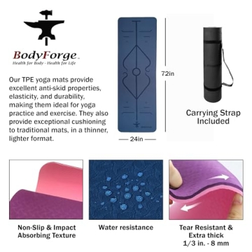 BodyForge Eco-Friendly 8mm Yoga Mat with Alignment Marks