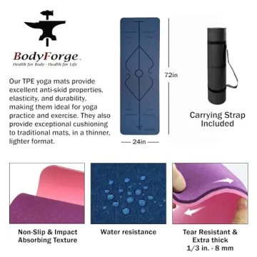 BodyForge Eco-Friendly 8mm Yoga Mat with Alignment Marks