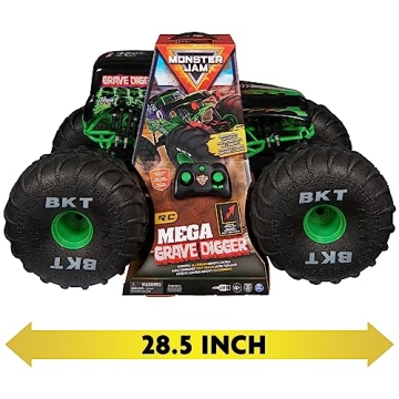Monster Jam, Official Mega Grave Digger All-Terrain Remote Control Monster Truck, Over 2 Ft. Tall, 1:6 Scale, Kids Toys for Boys and Girls Ages 4 and Up