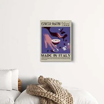 Funny Cocktail Canvas Print Decor Espresso Martini Art Wall Painting Posters 12”X15” Modern Home Kitchen Bar Decoration (Framed)…