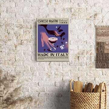 Funny Cocktail Canvas Print Decor Espresso Martini Art Wall Painting Posters 12”X15” Modern Home Kitchen Bar Decoration (Framed)…