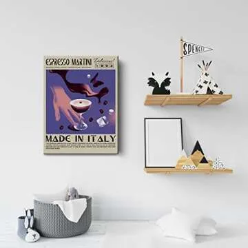 Funny Cocktail Canvas Print Decor Espresso Martini Art Wall Painting Posters 12”X15” Modern Home Kitchen Bar Decoration (Framed)…