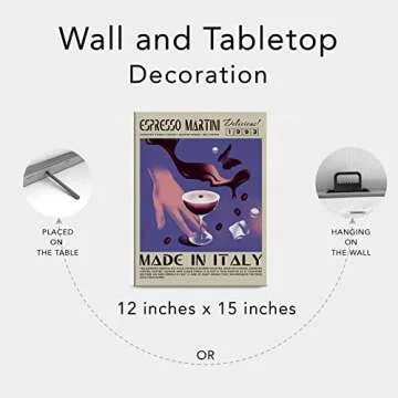 Funny Cocktail Canvas Print Decor Espresso Martini Art Wall Painting Posters 12”X15” Modern Home Kitchen Bar Decoration (Framed)…