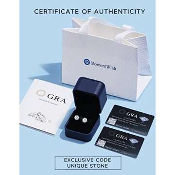 MomentWish Huggie Hoop Earrings, Wedding Gifts for Her, 2Carat Moissanite Drop Earrings for Women, 925 Sterling Silver Drop Earrings, Birthday Holiday Valentines Day Gifts