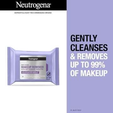 Neutrogena Night Calming Cleansing Makeup Remover Face Wipes, Nighttime Facial Towelettes to Remove ...