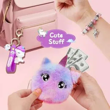 Tacobear Unicorns Gifts for Girls Kids Toys 6 7 8 9 10 Years Old with Star Light Up Pillow Stationery Plush Diary with Lock Headband Eye Mask Water Bottle Teen Girl Birthday Christmas Unicorn Toy