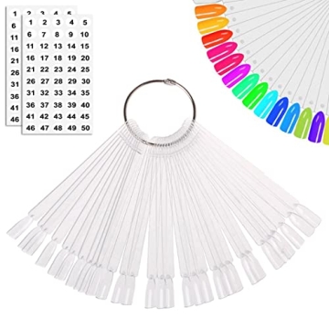JASSINS 50 Pcs Nail Swatch Sticks for Art Practice & Display