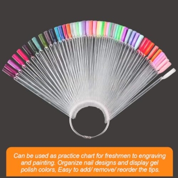 JASSINS 50 Pcs Nail Swatch Sticks for Art Practice