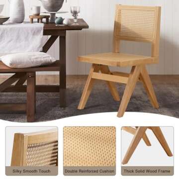 comfy to go Modern Kitchen Chairs Set of 4, Armless Dining Room Chairs Solid Wood