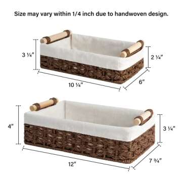 StorageWorks Small Wicker Baskets for Shelves, Wicker Baskets for Organizing with Natural Fiber Line...