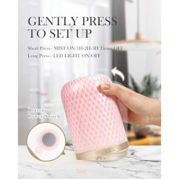 Essential Oil Diffusers,Diffusers for Essential Oils Large Room,110ML Ceramic Diffuser with USB Cabl...