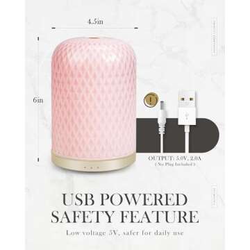 Essential Oil Diffusers,Diffusers for Essential Oils Large Room,110ML Ceramic Diffuser with USB Cable, Warm Ambient Light, Aromatherapy Diffuser Home Decor, Gift Choice, Pink