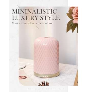 Essential Oil Diffusers,Diffusers for Essential Oils Large Room,110ML Ceramic Diffuser with USB Cable, Warm Ambient Light, Aromatherapy Diffuser Home Decor, Gift Choice, Pink