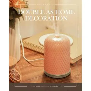 Essential Oil Diffusers,Diffusers for Essential Oils Large Room,110ML Ceramic Diffuser with USB Cable, Warm Ambient Light, Aromatherapy Diffuser Home Decor, Gift Choice, Pink
