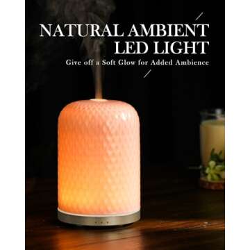Essential Oil Diffusers,Diffusers for Essential Oils Large Room,110ML Ceramic Diffuser with USB Cable, Warm Ambient Light, Aromatherapy Diffuser Home Decor, Gift Choice, Pink