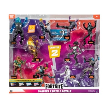 FORTNITE Chapter 2 Battle Royale 10-Pack Figures with Virtual Items - Amazon Exclusive