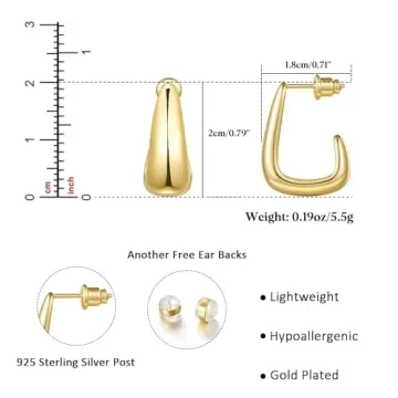 KissYan Gold Hoop Earrings - Lightweight & Chic for Women