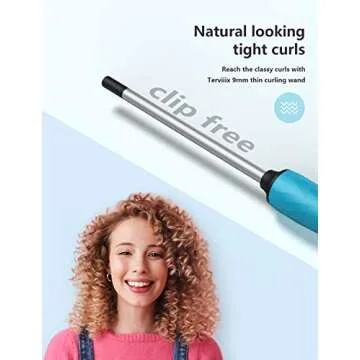 Terviiix Small Barrel Curling Iron Wand, 3/8 Inch Thin Curling Wand Iron for Short & Long Hair, Arga...