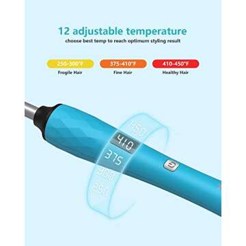 Terviiix Small Barrel Curling Iron Wand, 3/8 Inch Thin Curling Wand Iron for Short & Long Hair, Argan Oil and Keratin Infused Ceramic Tiny Curler with Digital Adjustable Temperature & Auto-Off, 9mm