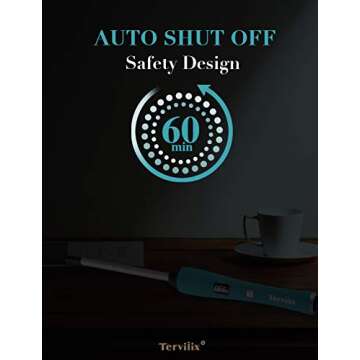 Terviiix Small Barrel Curling Iron Wand, 3/8 Inch Thin Curling Wand Iron for Short & Long Hair, Argan Oil and Keratin Infused Ceramic Tiny Curler with Digital Adjustable Temperature & Auto-Off, 9mm