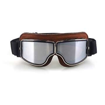LILSIS Motorcycle Goggles Vintage Motorcycle Goggles Aviator Pilot Scooter Goggles