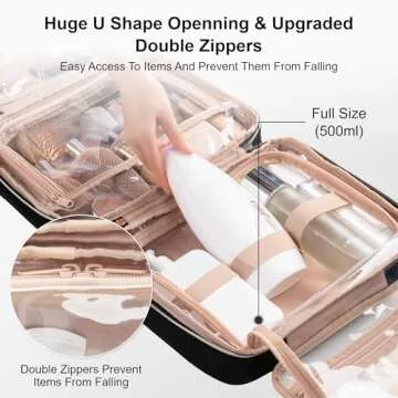 Everfun Hanging Travel Toiletry Bag for Women Traveling With Leakproof Compartment Makeup Cosmetic Organizer Dopp Kit Travel Accessories Essentials Must Have