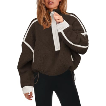 Panadila Women’s Half Zip Sherpa Fleece Pullover - Soft Oversized Sweatshirt with Pockets