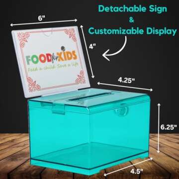 Adir Suggestion Box with Slot and Lock – Acrylic Donation Box for Fundraising, Drawing Box for Raf...