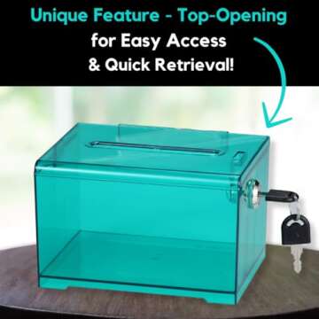 Adir Suggestion Box with Slot and Lock – Acrylic Donation Box for Fundraising, Drawing Box for Raffle, Funraiser Box, Tip Box with Lock - 6.25x4.5x 4 Inches voting box with slot and Sign Holder