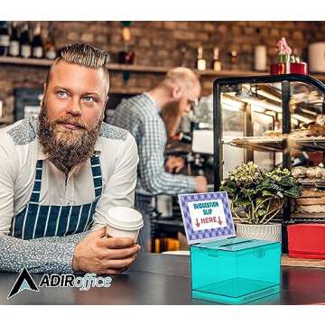 Adir Suggestion Box with Slot and Lock – Acrylic Donation Box for Fundraising, Drawing Box for Raffle, Funraiser Box, Tip Box with Lock - 6.25x4.5x 4 Inches voting box with slot and Sign Holder