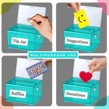 Adir Suggestion Box with Slot and Lock – Acrylic Donation Box for Fundraising, Drawing Box for Raffle, Funraiser Box, Tip Box with Lock - 6.25x4.5x 4 Inches voting box with slot and Sign Holder