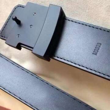 Somlcen Classic Plaid Genuine Leather Belt for Men