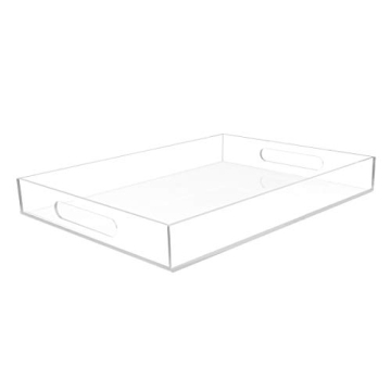 Vale Arbor Clear Acrylic Serving Tray for Vanity, Bathroom, Outdoor, Food and Décor with Handles (R...
