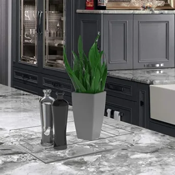 Vale Arbor Clear Acrylic Serving Tray for Vanity, Bathroom, Outdoor, Food and Décor with Handles (Rectangle, Small)