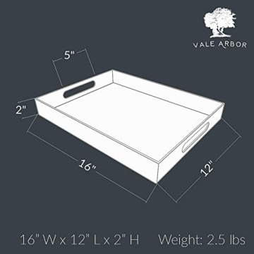 Vale Arbor Clear Acrylic Serving Tray for Vanity, Bathroom, Outdoor, Food and Décor with Handles (Rectangle, Small)