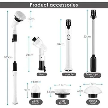 Spin Scrubber, 360 Cordless Tub and Tile Scrubber, Multi-Purpose Power Surface Cleaner with 3 Replaceable Cleaning Scrubber Brush Heads, 1 Extension Arm and Adapter