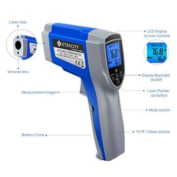 Etekcity Infrared Thermometer 1022D (Not for Human) Dual Laser Temperature Gun Non-contact-58℉~102...